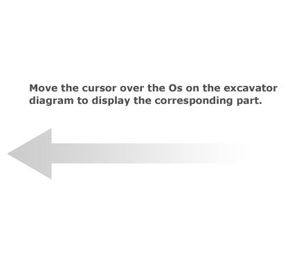 Move the cursor over the Os on the excavator diagram to display the corresponding part.